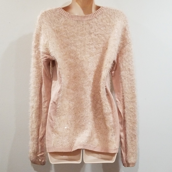 Trouve pink soft fuzzy warm sequined sweater - Picture 7 of 8